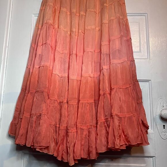 NWTs AllSaints Eva Ombré Skirt in Sunburst Orange Size 12 - Picture 3 of 8